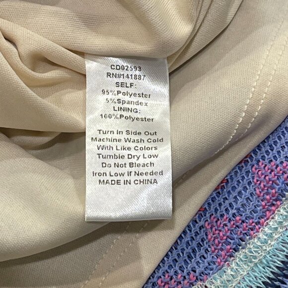 TCEC Boutique Embroidered Stripe Knit Spaghetti Strap Mini Bodycon Dress Large - Picture 9 of 9